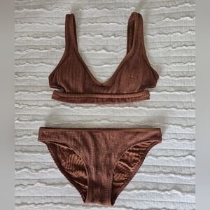 Aerie Brown Full Coverage Bikini Set